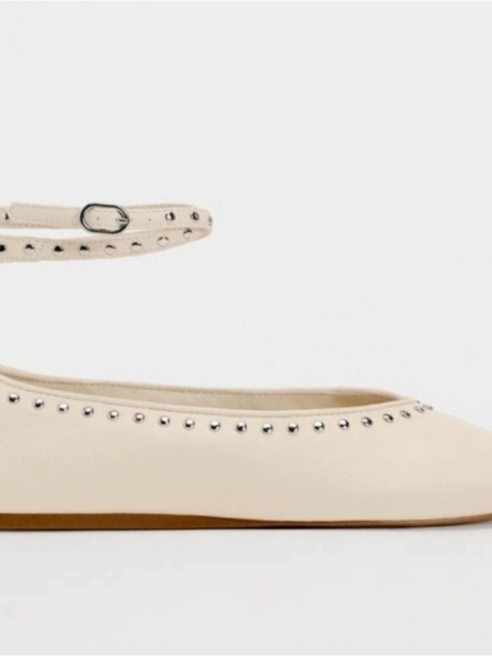 Zara pink flats with studded ankle wrap